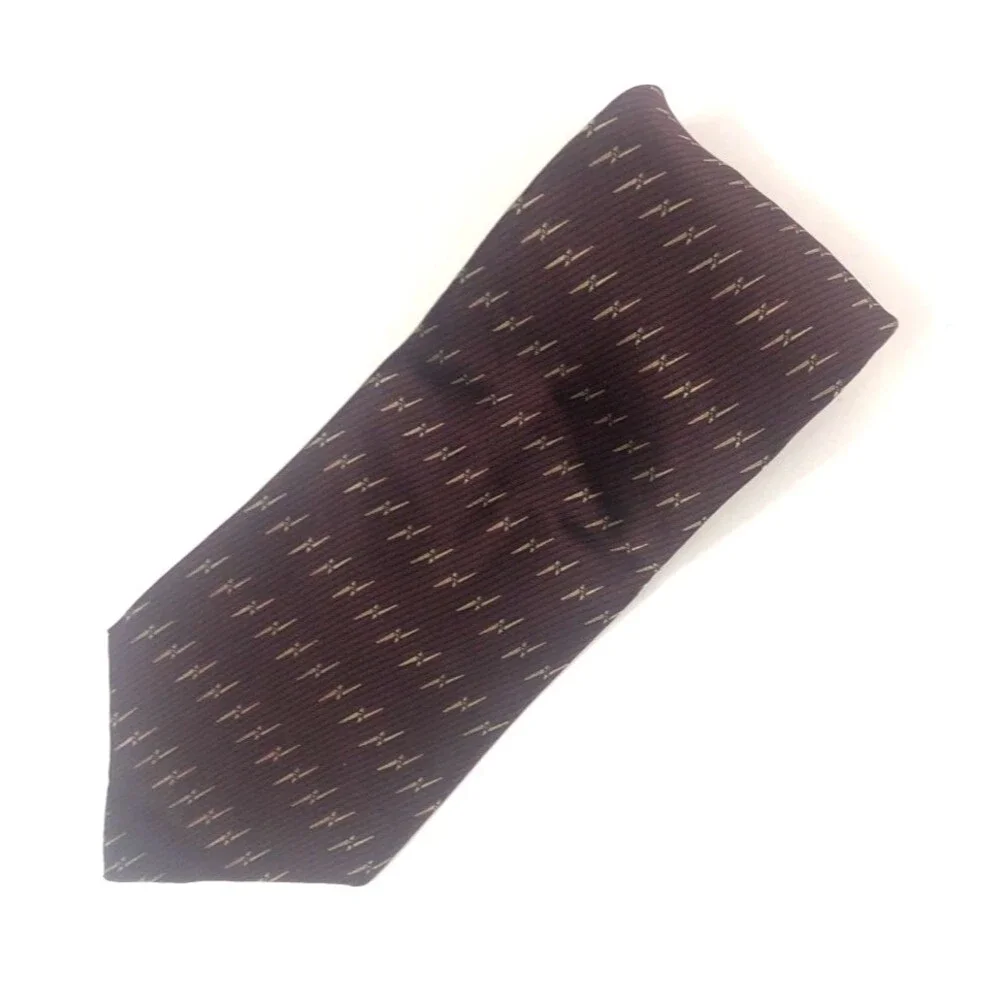 Graham & Lockwood Necktie Silk Red Burgundy Stiped with Gold bolts Rare Defect